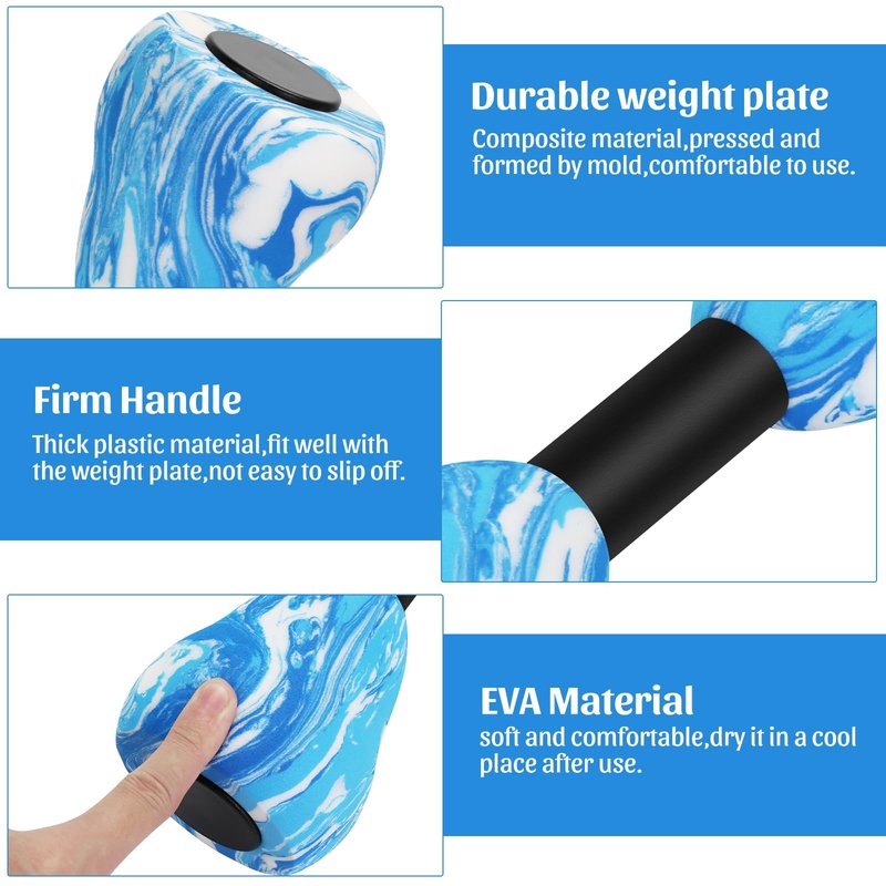 Camouflage Aquatic Dumbbells,2Pcs Foam Water Weights Aerobic Exercise Fitness Equipment Dumbbells, Pool Resistance Swimming Training for Adults/Kids/Men/Women Weight Loss, Beginner Swimming Training (Blue)