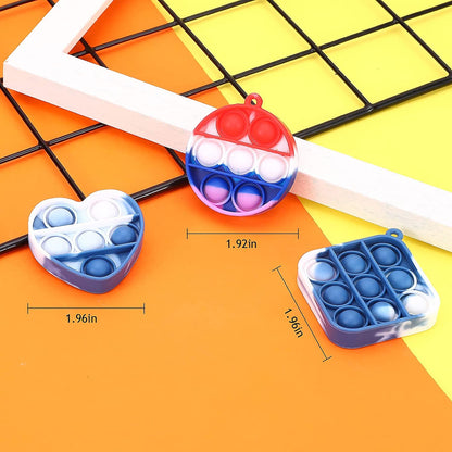 12 pcs Random Color Mini Squeeze Pop Bubble Fidget Sensory Toys, Mini Keychain Wrap Small Relieve Anxiety Stress Toy, Pop Bulk Silicone Classroom Prize for Kids Adult Party Gift