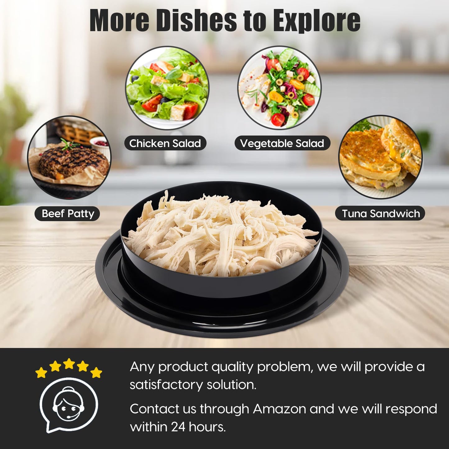 Chicken Shredder Tool Twist, Meat Shredder with Ergonomic Handle, Easy Cleaning, Anti-Slip, Dishwasher Safe - Black