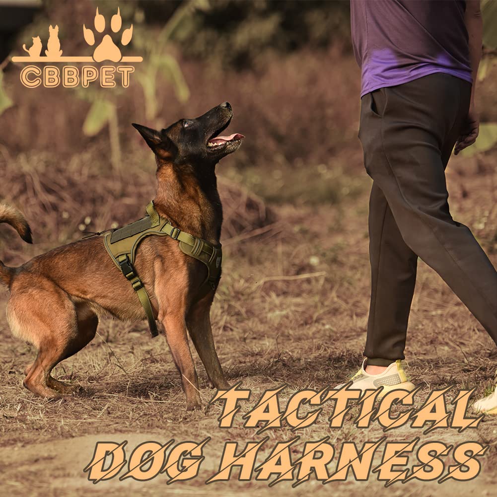 CBBPET Tactical Dog Harness for Small Medium Large Dogs No Pull Adjustable Harness Training Easy Control Pet Vest,Reflective Working Training (L(Neck 20-30, Chest 22-41))