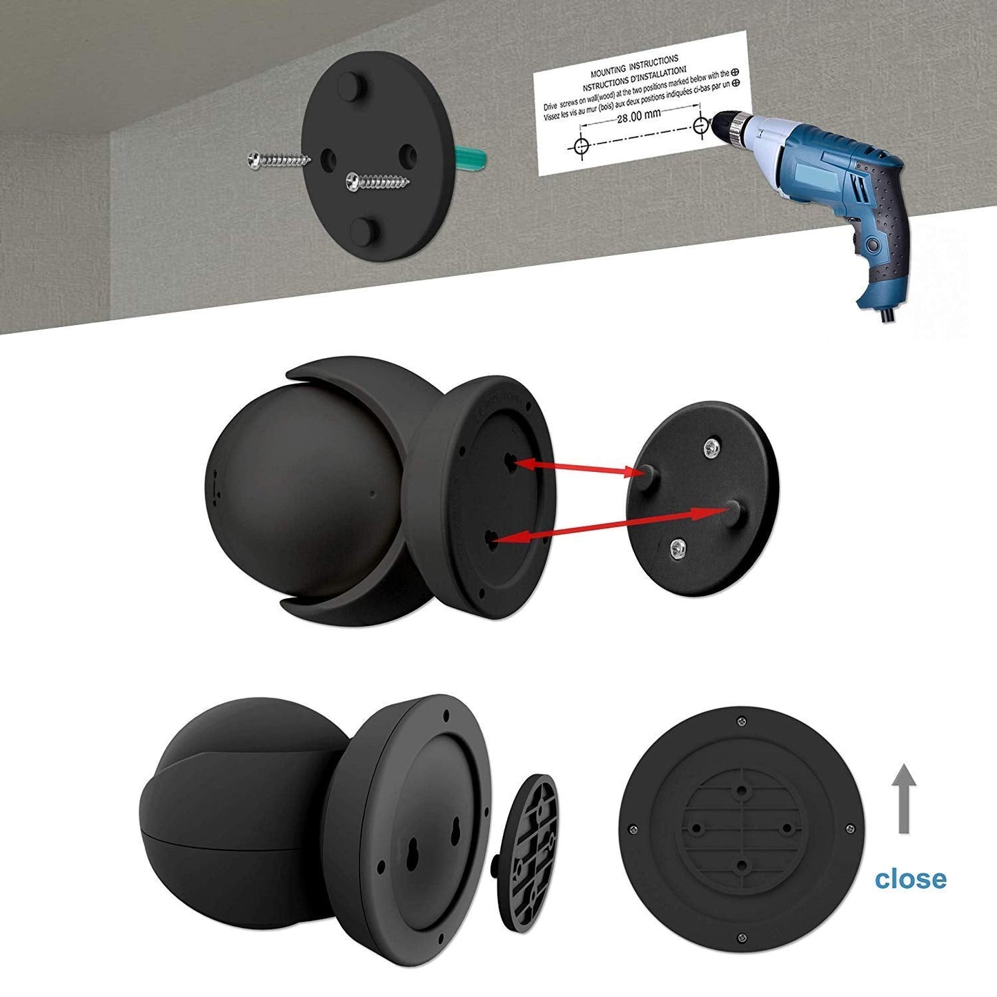 HONWELL Motion Sensor Light Indoor Outdoor, Wireless Waterproof LED Spotlight for Garden, Security With Battery Powered Porch Light for Stair Garage Entrance (1Pack) Black