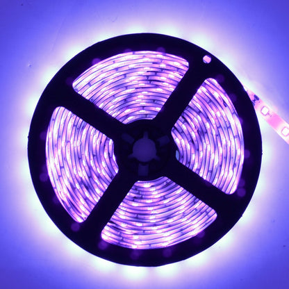 YGS-Tech 24 Watts UV Black Light LED Strip, 16.4FT/5M 3528 300LEDs 395nm-405nm Waterproof IP65 Blacklight Night Fishing Sterilization implicitly Party with 12V 2A UL Listed Power Supply