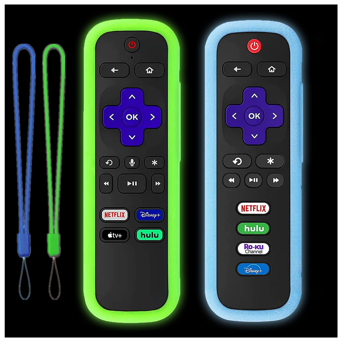 Silicone Protective Controller Cover fits for Roku TV Voice Remote | Element Roku | Westinghouse Roku TV Controller Cover,Glow in The Dark