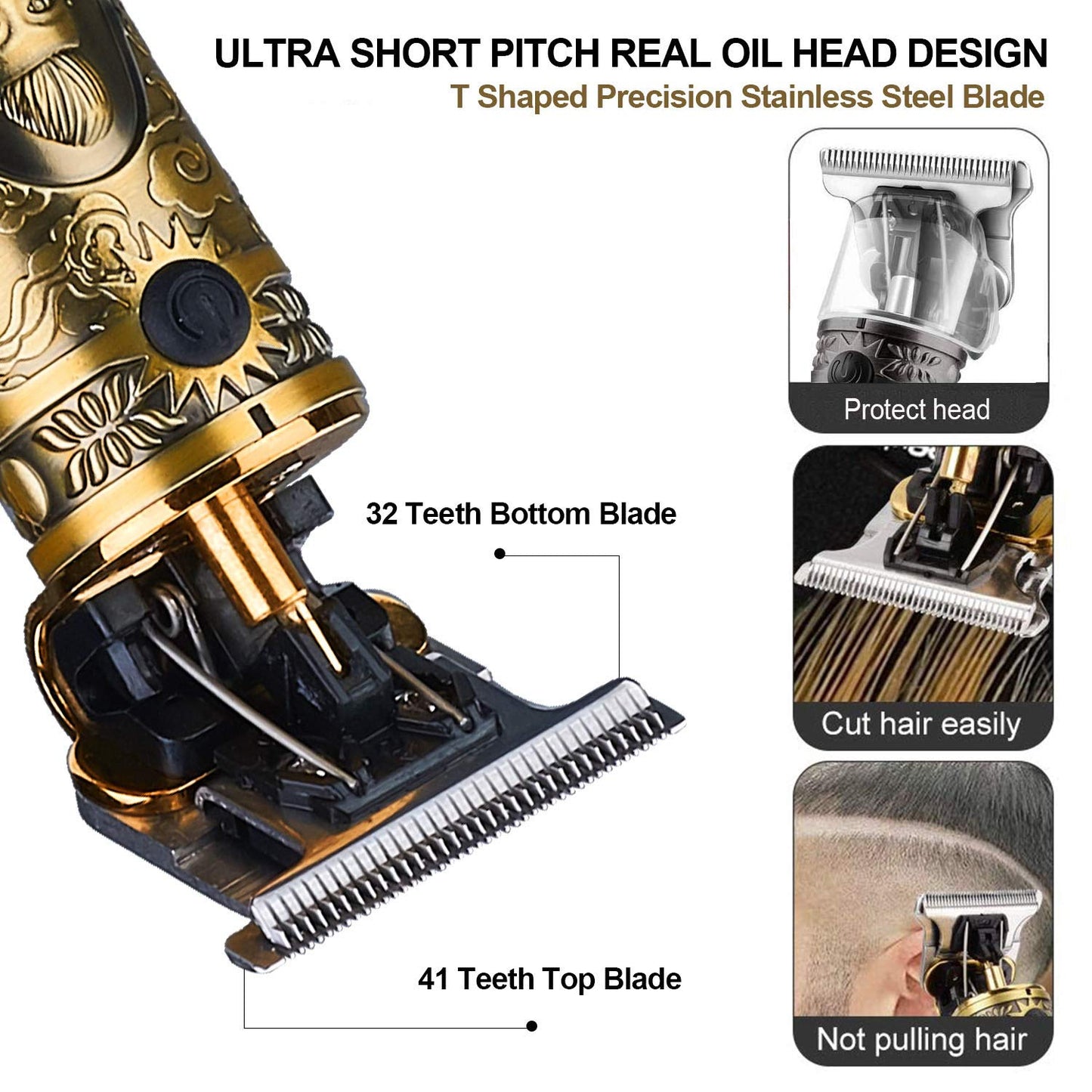 Suttik Hair Clippers for Men, Beard Trimmer, Zero Gapped T-Blade for Hair Cutting, Cordless Trimmers Professional Barber, Liners Clipper Haircut
