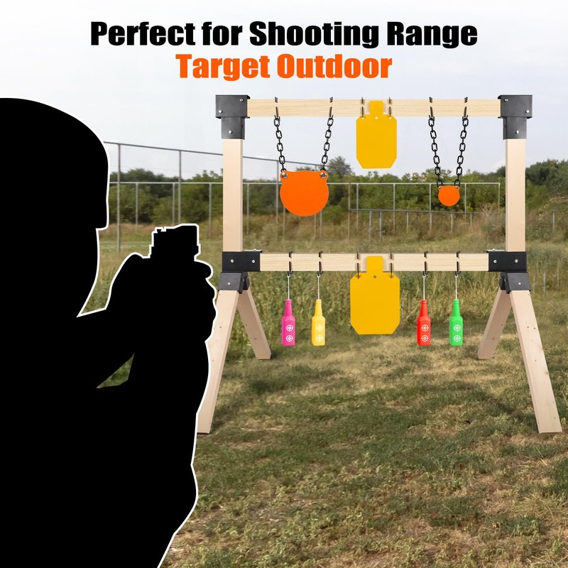 GADFISH 2 X 4 Steel Target Stand Brackets, Modular Shooting Target Hanger, Shooting Target Holders, Heavy Duty Y & T Brackets with 12 Hanger Hooks for DIY Shooting Outdoor Range(Only Brackets)