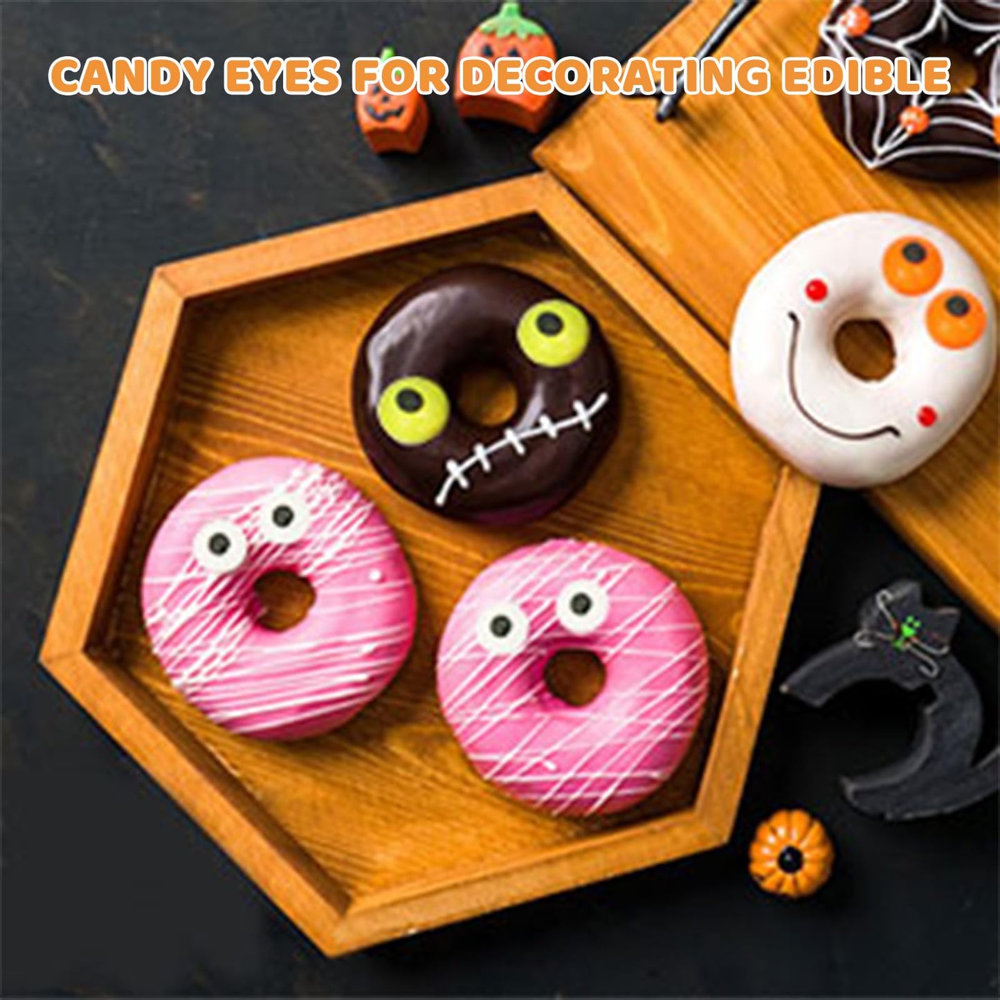 Edible Eyes, Colours Candy Small Eyes, Candy Eyeballs, Eyeball Sprinkles Cupcake Toppers, Baking, Ice Cream，Biscuits, Halloween Christmas Party Supplies 3 Oz.