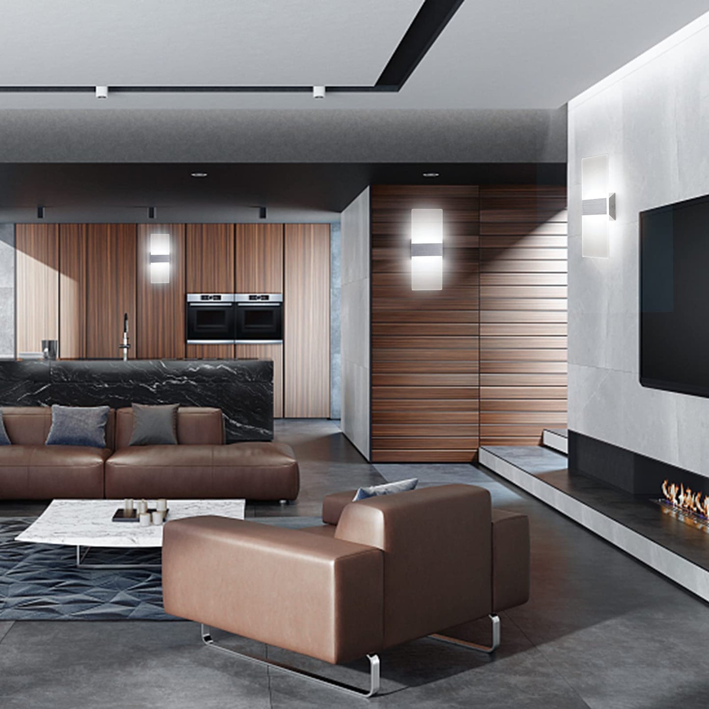 ChangM Modern Wall Sconce 12W, Set of 4 LED Wall Lamp Cool White Acrylic Material Hardwired Wall Mounted Wall Lights