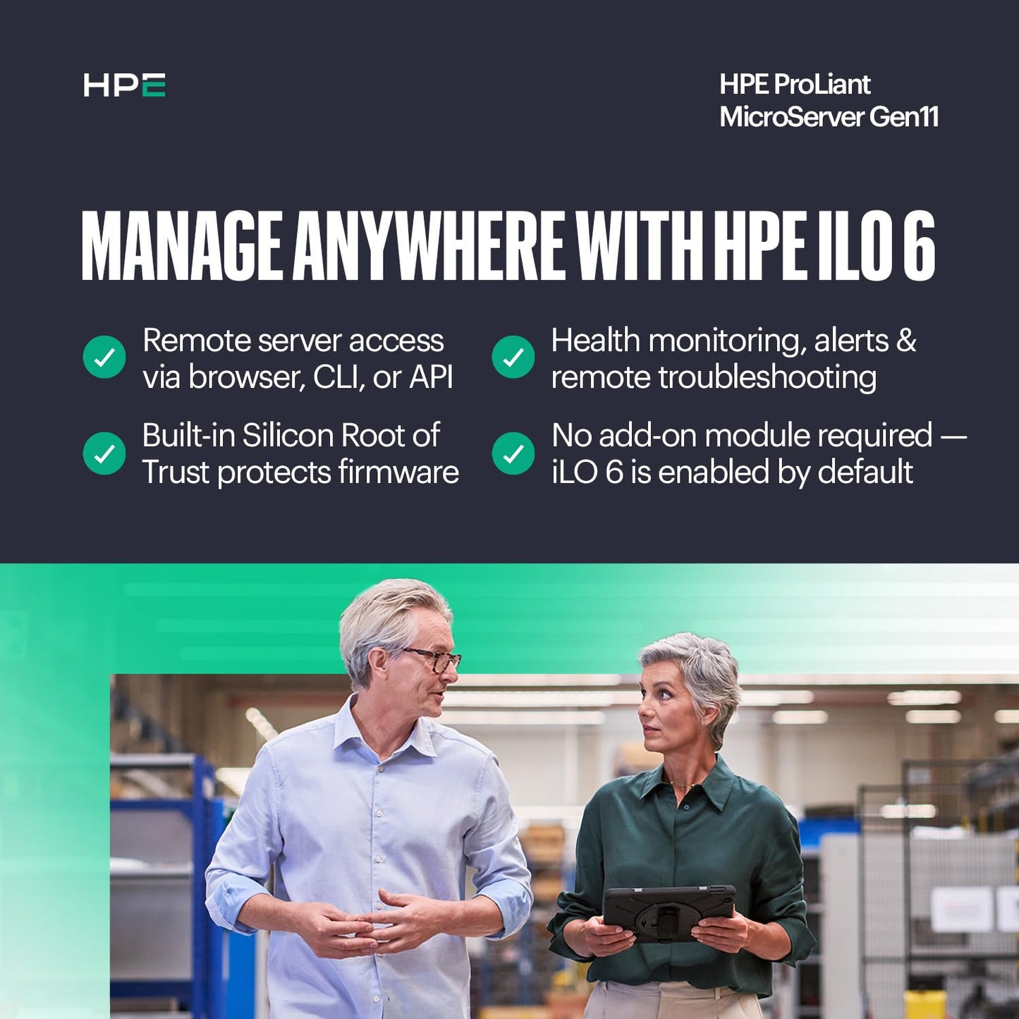 Hewlett Packard Enterprise ProLiant MicroServer Gen11 Tower Server, Intel Pentium Gold G7400 Processor, 16GB Memory, 1TB HDD Storage, External 180W US Power Supply (HPE Smart Choice P74439-005)