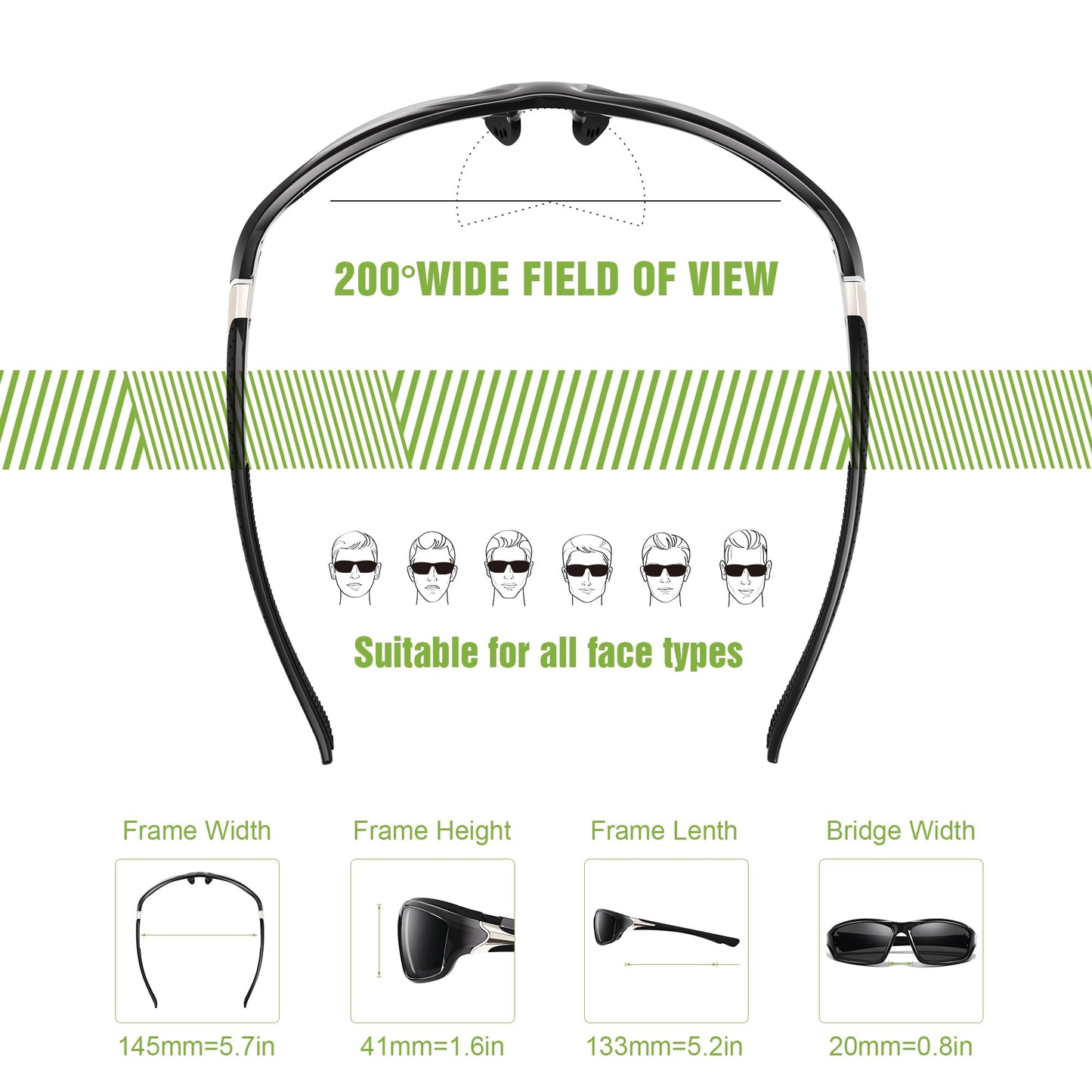 Foliful 3 Pack Polarized Sports Sunglasses for Men, Mens Sunglasses Wrap Around UV400 Protection for Cycling Fishing Driving