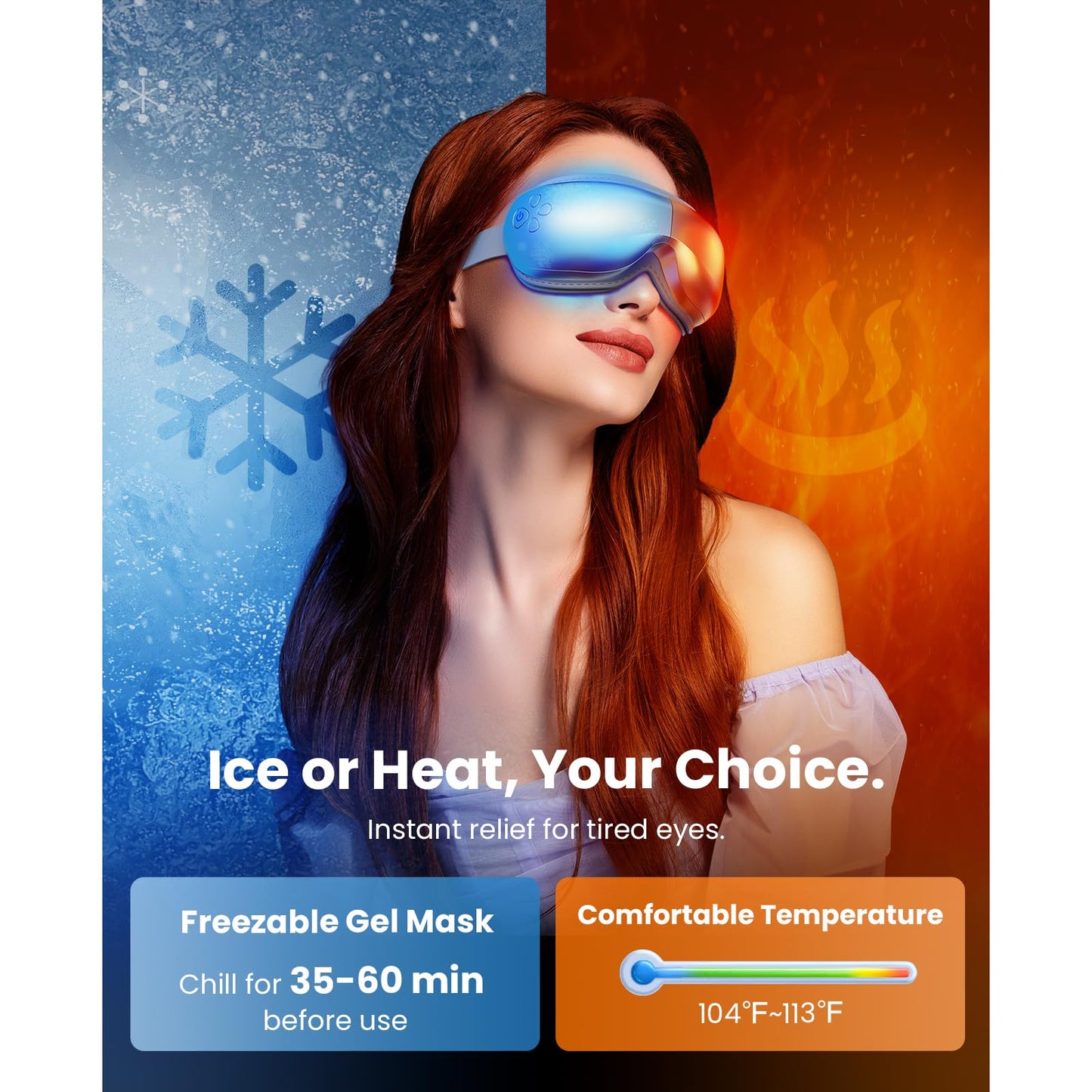 BOB AND BRAD Eye Massager with Heat and Cooling, Birthday Gifts for Women Men Her Him, EyeOasis 3 Eye Mask for Migraines, Heated Face Massager for Dry Eyes Strain Relief Improve Sleep