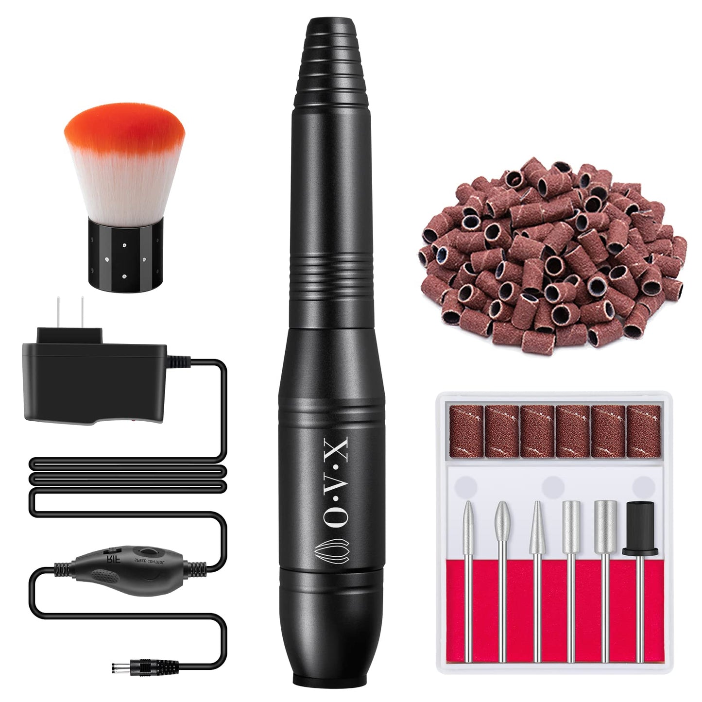 Portable Electric Nail Drill File Machine with Acrylic Nail Kit Set Professional 20000rpm Manicure Pedicure with Sanding Bands Brush for Nail Art Gel Nail Polish Tips Clippers