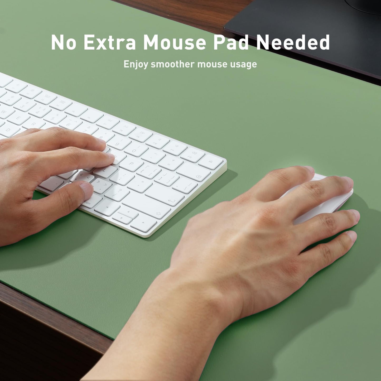 Aothia Leather Desk Pad, Large Non-Slip Laptop Mat, Waterproof PU Leather Table Mat for Office and Home (60cmX35cm, Olive Green)
