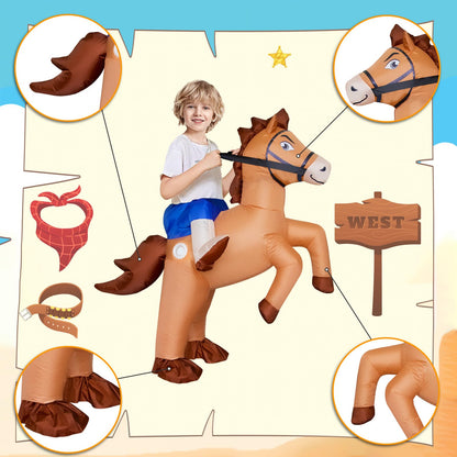 Stegosaurus Inflatable Horse Costume for Kids Halloween Riding a Horse Cowboy Costumes Funny Blow up Costumes for Boys Girls Cosplay Party