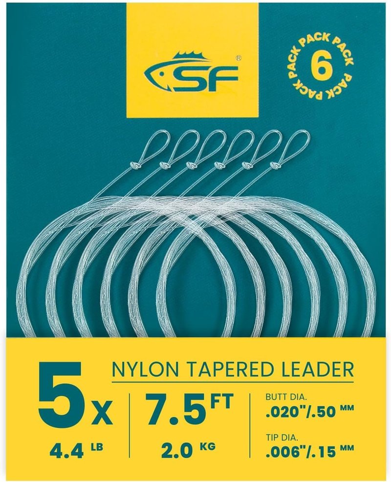 Pre-Tied Loop Fly Fishing Tapered Leader - Clear Nylon for Freshwater & Saltwater | 7.5FT to 15FT, 0X to 7X