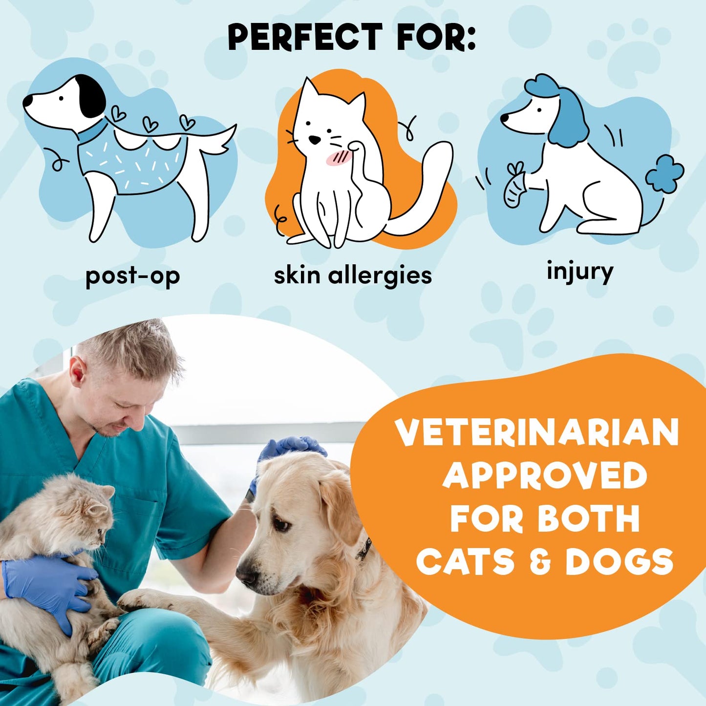 BENCMATE Protective Inflatable Collar for Dogs and Cats - Soft Pet Dog Cone Recovery Collar Does Not Block Vision E-Collar(Medium, Blue)