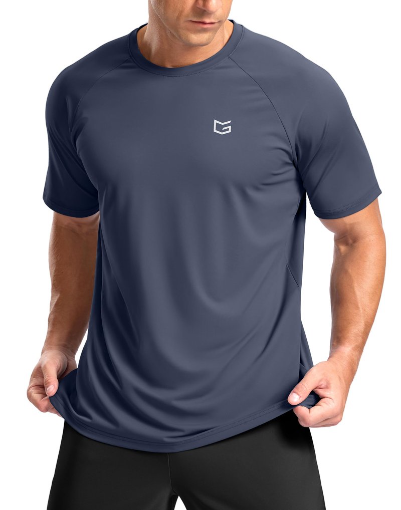 G Gradual Men's Athletic Workout T-Shirts Moisture Wicking Cooling Running Shirts Short Sleeve Performance Tee for Gym Tennis(Dusty Blue,XXL)