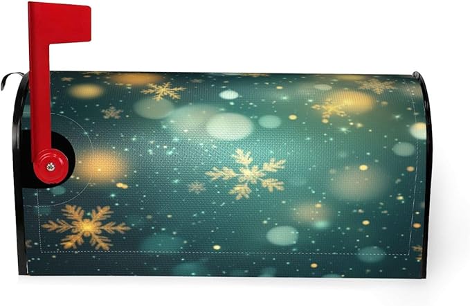Festive Magnetic Mailbox Cover Snowflake Winter Outdoor Mailbox Protector Holiday Seasonal Decorative Garden Yard Home Standard Size 21 x 18 Inch