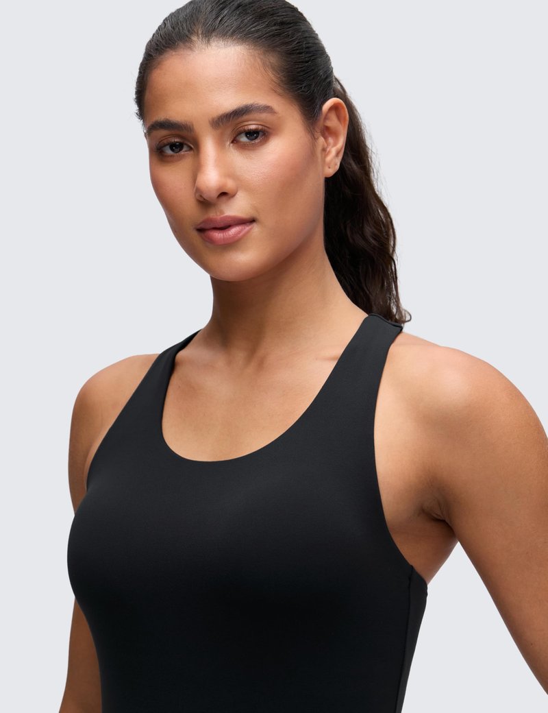CRZ YOGA Butterluxe Workout Tank Tops for Women Built in Bras Padded - Racerback Athletic Spandex Yoga Camisole Black X-Large