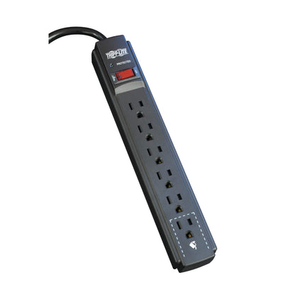 Eaton Tripp Lite series 6 Outlet Surge Protector Power Strip, 6ft Extension Cord, 900 Joules, 15A Circuit Breaker, UL Certified, Black (TLP606B)