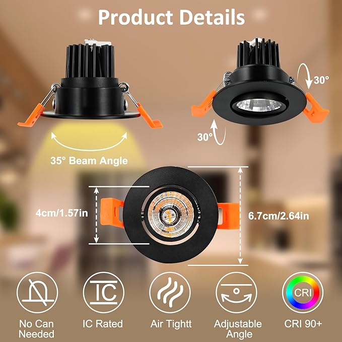 Smart Recessed Lighting 2 Inch, WiFi Black LED Downlight 5W 120V, RGBCW Color Changing LED Ceiling Light, COB Dimmable 2700K-5000K, Compatible with Alexa/Google, Can Lights with Driver, 1 Pack