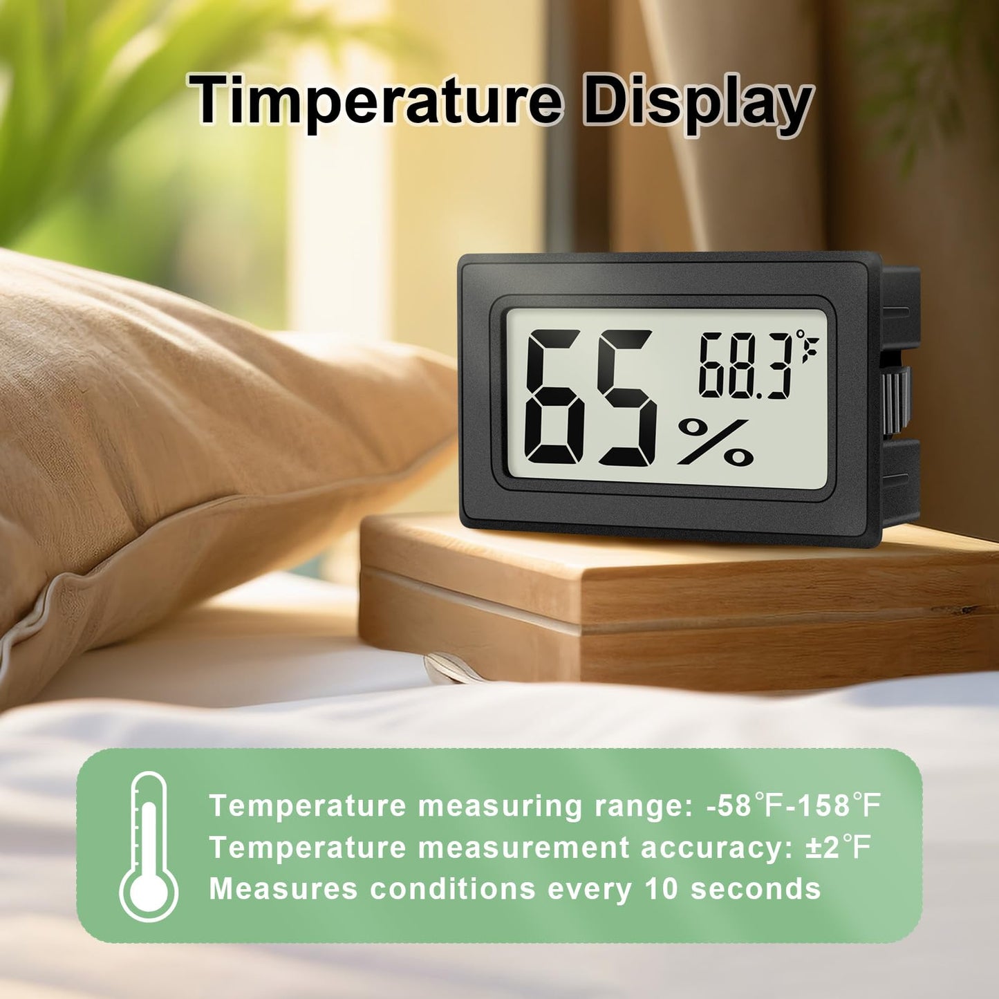 6-Pack Mini Hygrometer Indoor Humidity Meter, Mini Digital Thermometer Humidity Gauge Meter, Indoor Thermometer Hygrometer Monitor Fahrenheit (℉) for Reptile Thermostat, Jars Reptile, Fridge
