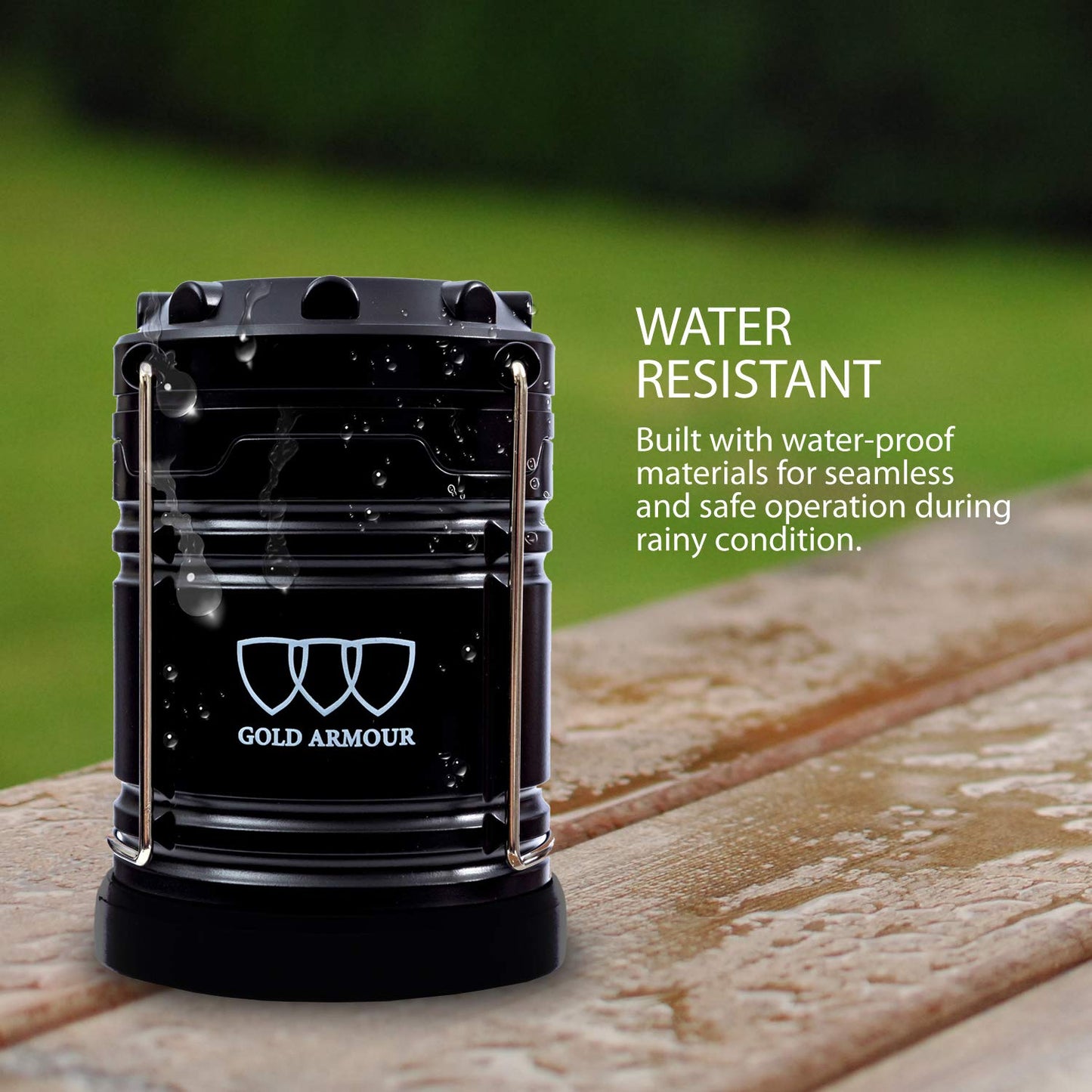 Gold Armour Camping Lantern, Battery Powered LED Lanterns, Survival Kits for Power Outages, Hurricane, Emergency, Portable Camping Essentials (4Pack Black)