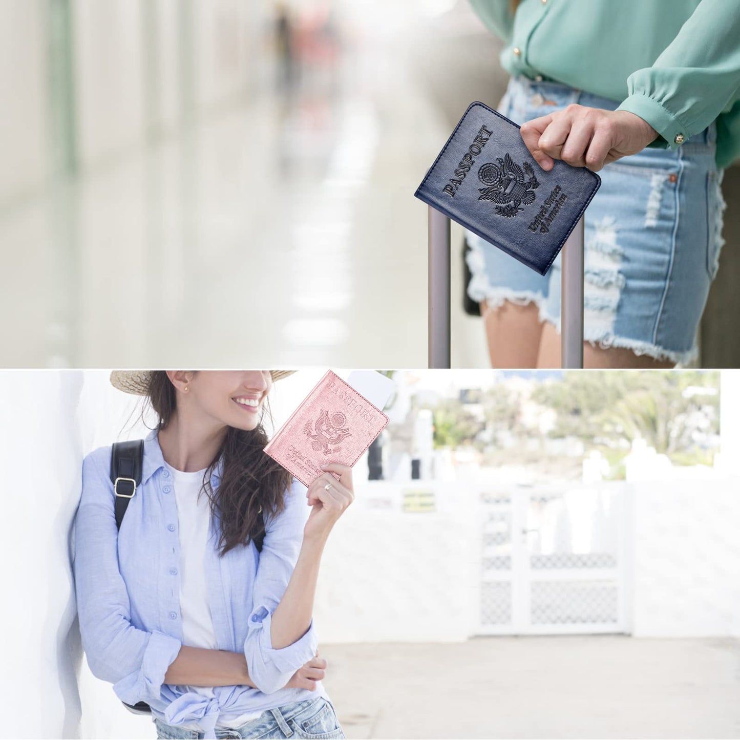 Eoehro 2Pack Passport Holder Wallet Cover Case, Travel Essentials for Women and Men