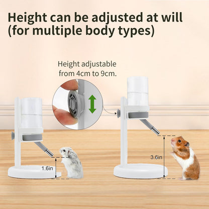 Marchul Hamster Water Bottle for Glass Tank, Guinea Pig Water Bottle with Stand/Holder Adjustable, No Drip Small Animal Water Bottles for Hamsters Leak-Proof (White, 120ml)