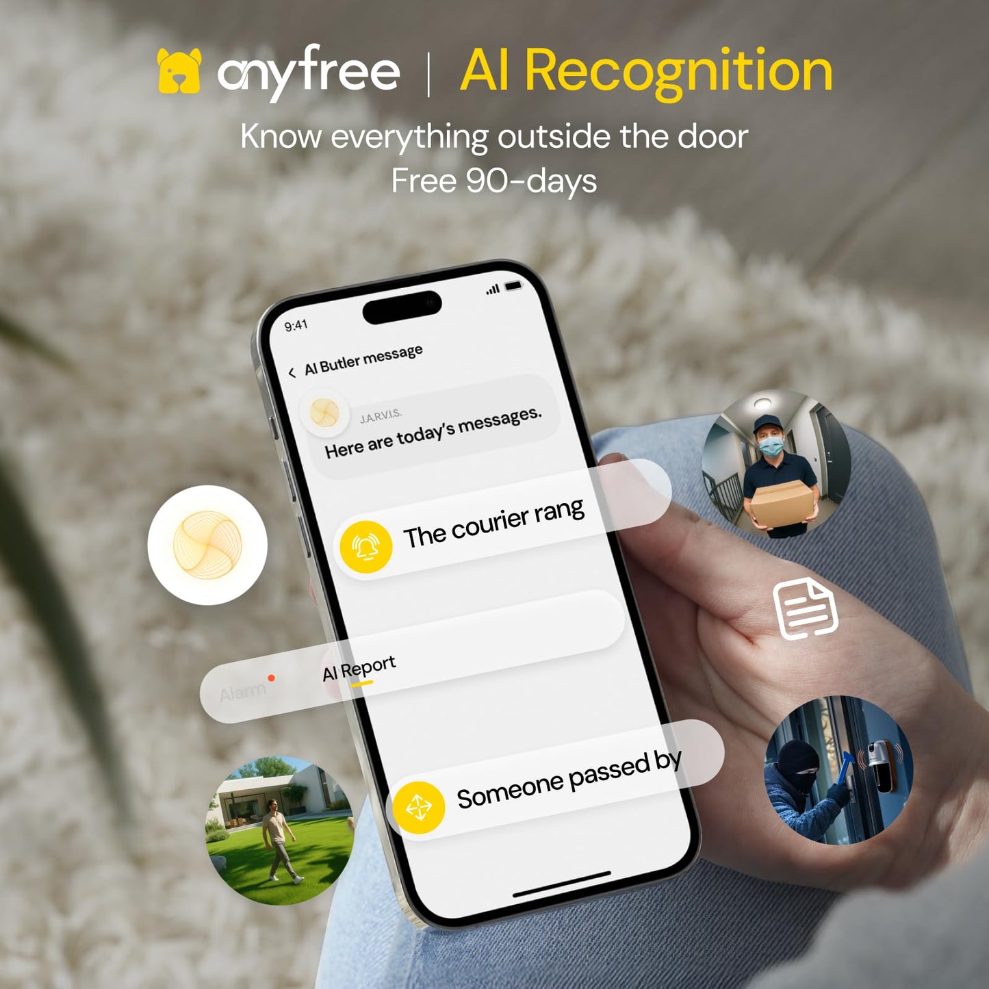Doorbell Camera Wireless Video Doorbell with Chime, AI Motion Detection Doorbells with 2.4/ 5Ghz WiFi,Solar Assist Battery, HDR Night Vision,Long Distance 2-Way Talk, Local/AWS Cloud Storage