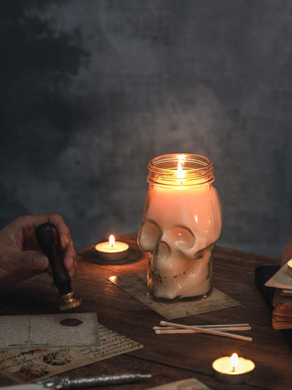 Gothic Skull Candle, Large Skull Candle Halloween Gothic Decorations for Home Table Bar Indoor Room,Scary Halloween Decorations Indoor White
