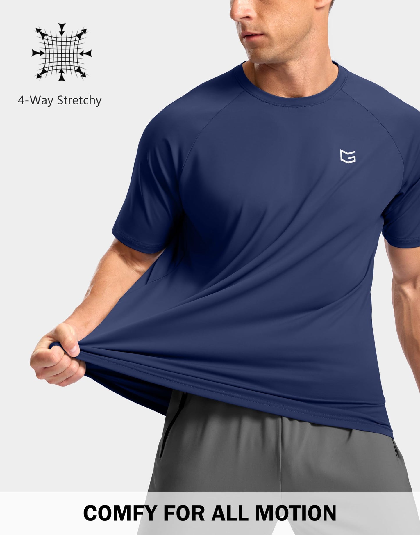 G Gradual Men's Athletic Workout T-Shirts Moisture Wicking Cooling Running Shirts Short Sleeve Performance Tee for Gym Tennis(Dark Blue,3XL)