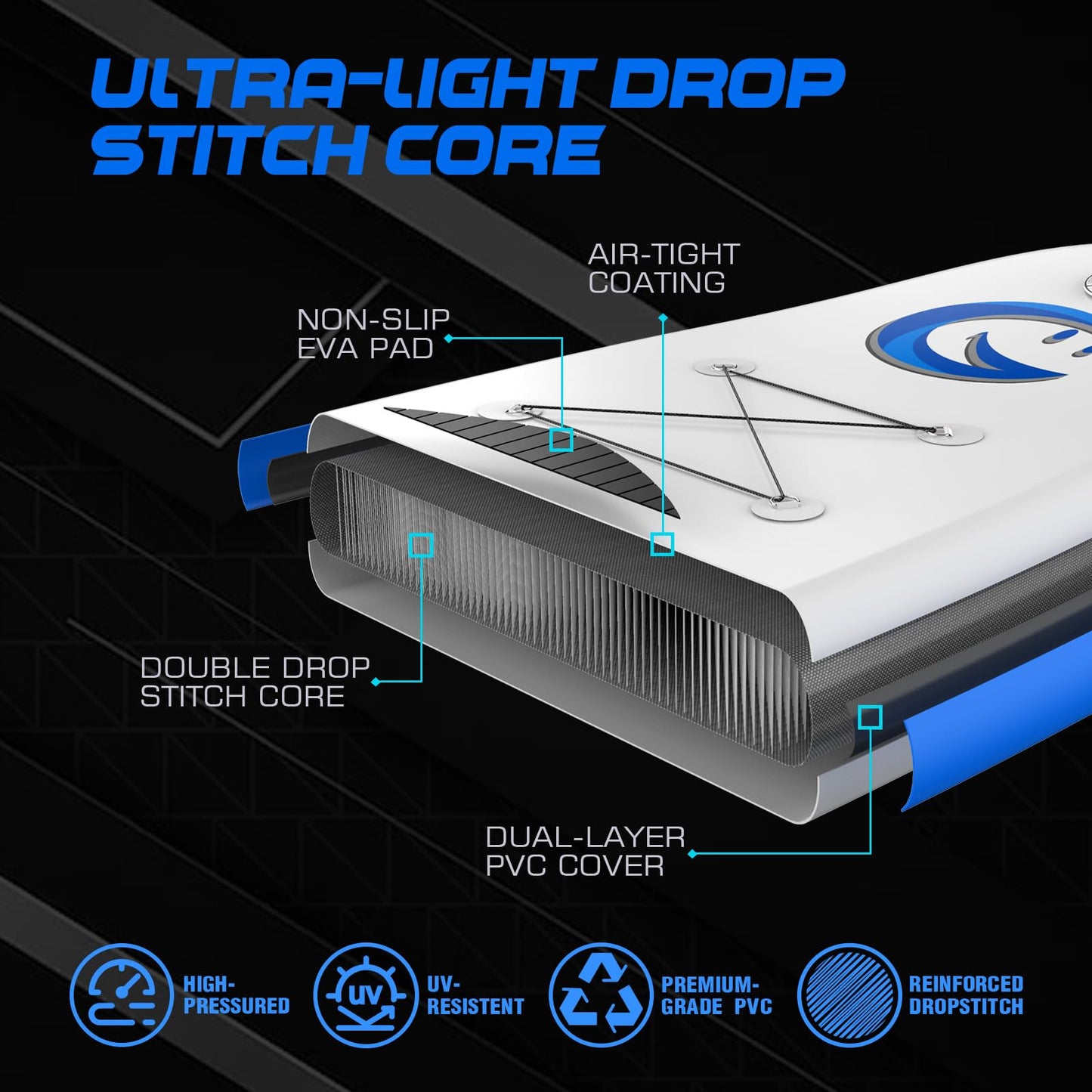 FunWater Stand Up Paddle Board Ultra-Light Inflatable Paddleboard with SUP Accessories for Adults & Youth of All Skill Levels