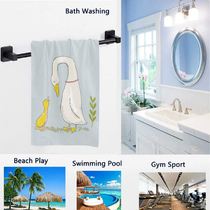 Naanle Cute Cartoon Farm Birds Goose Duck Print Soft Highly Absorbent Large Decorative Hand Towels Multipurpose for Bathroom, Hotel, Gym and Spa (16 x 30 Inches)