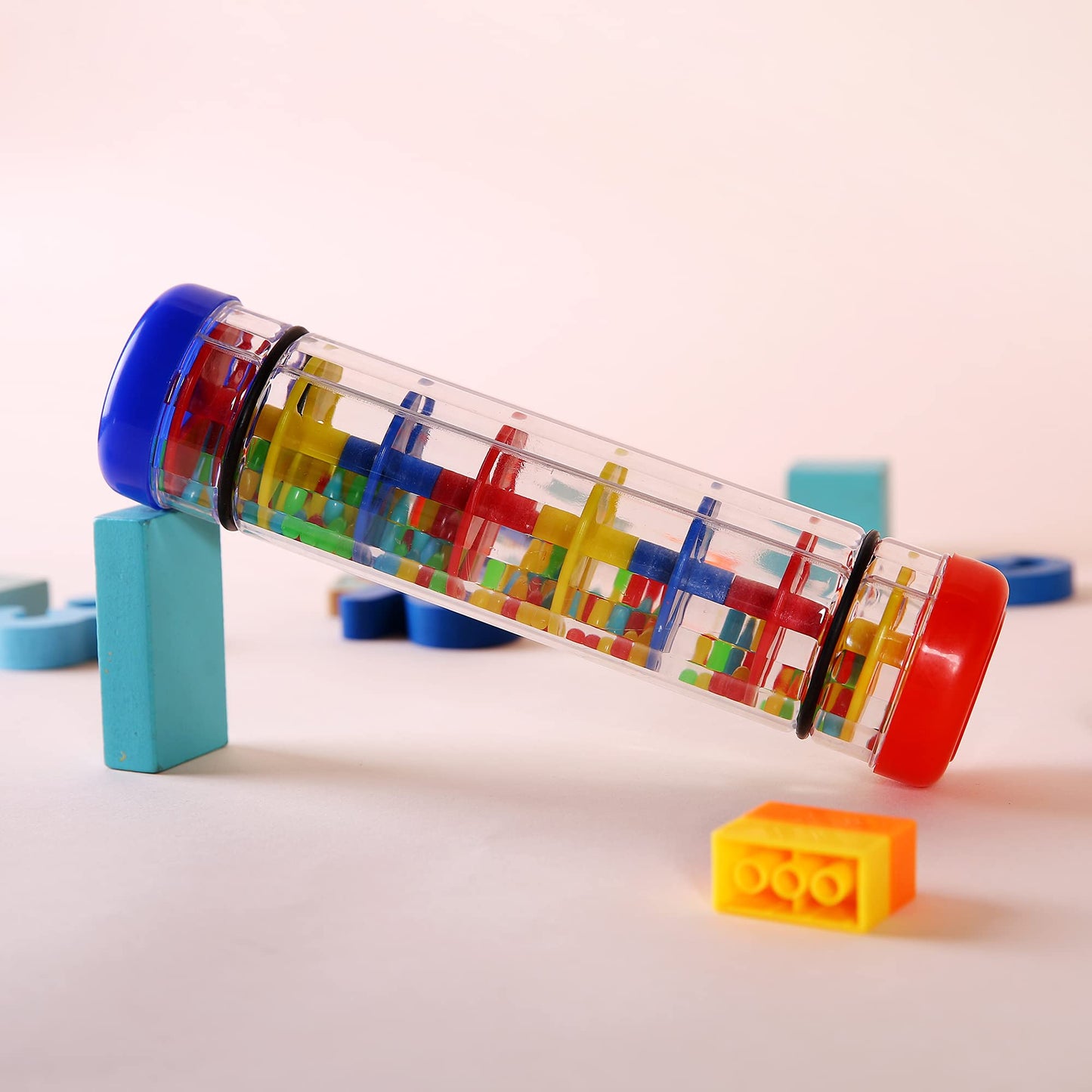 2 Pack Rainmaker Rain Stick Musical Instrument for Babies, Toddlers and Kids, 8 Inch Rainfall Rattle Tube Rainstick Shaker Toy