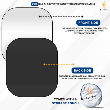 EcoNour 2-Piece Windshield Sun Shade for Jeep, Offers Complete Automotive Sun Protection, Foldable Jeep Windshield Shade Suits Wrangler, Compass, Gladiator & Renegade, (X-Small 18 in x 26 in)