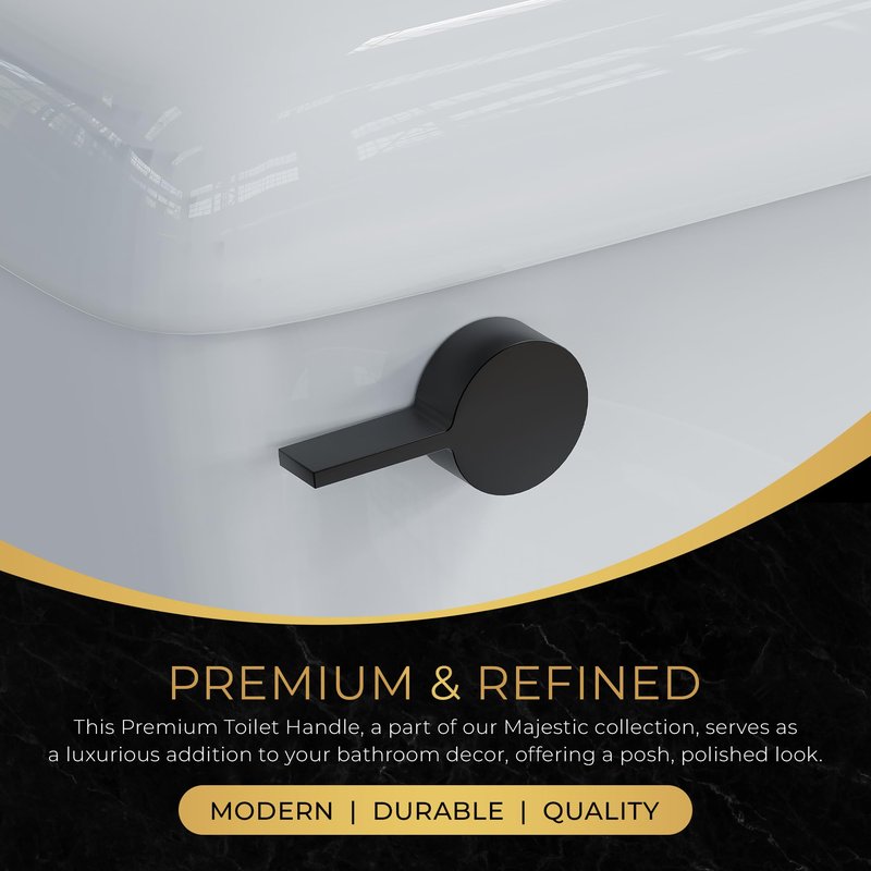 RAVINE Premium Modern Luxury Universal Toilet Handle Replacement, Majestic Collection. Toilet Lever Replacement, Easy Install (Black, Front Mount)
