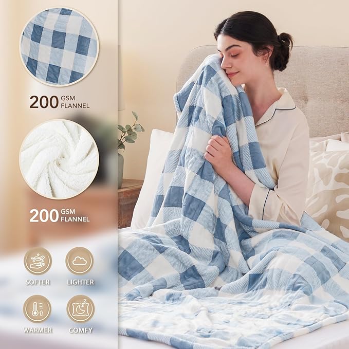 HomeMate Electric Blanket Heated Full Size - 72“x84“ Ultra Soft Cozy Flannel Heating Blanket with 10 Fast Heat Levels 8 Hours Auto Off Over-Heated Protection ETL Certification Keep Warm in Home Office