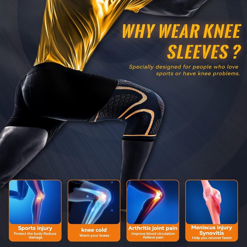 Copper Knee Braces - Compression Sleeves for Pain Relief & Support | 2-Pack, X-Large