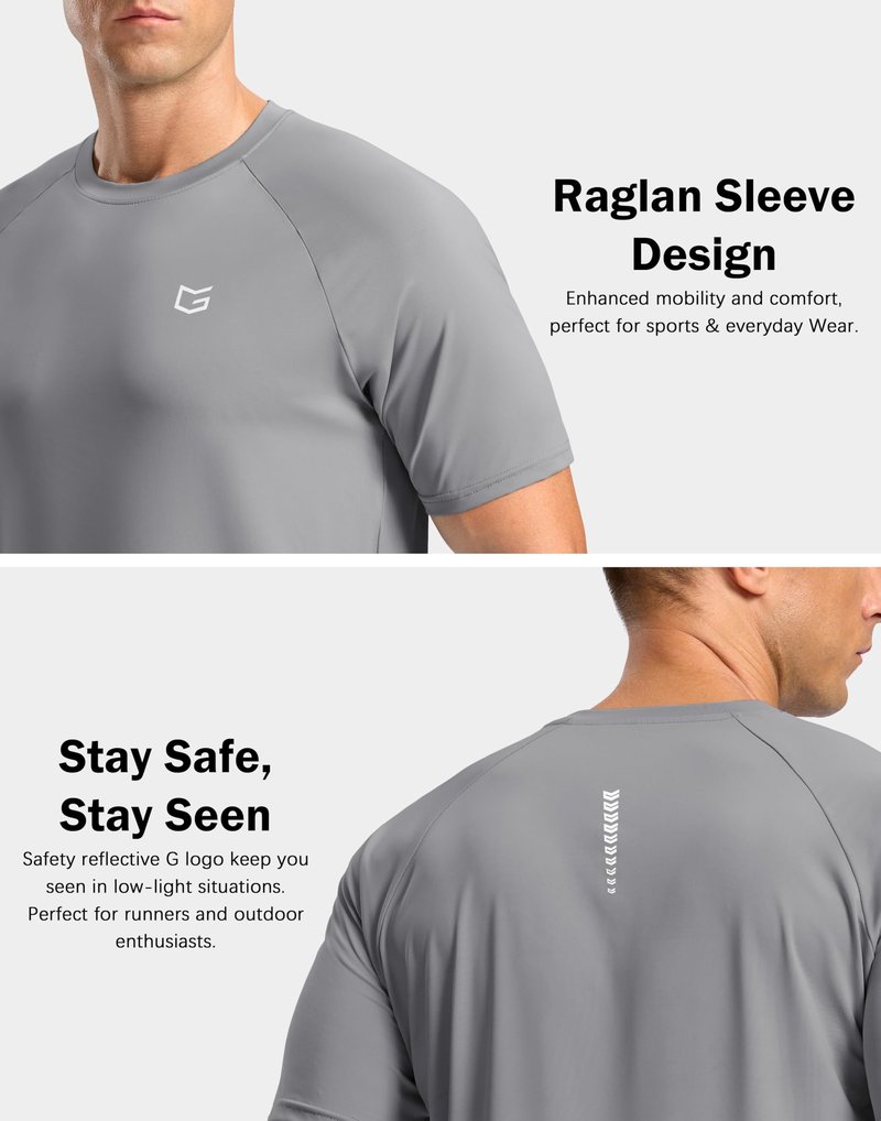G Gradual Men's Athletic Workout T-Shirts Moisture Wicking Cooling Running Shirts Short Sleeve Performance Tee for Gym Tennis(Light Grey,4XL)