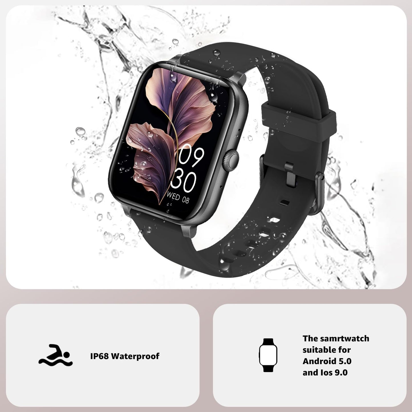 Smart Watch for Men Women Answer/Make Calls, 1.83" HD Touch Screen Fitness Watch with Heart Rate/Sleep Monitor, Step Counter, 123+ Sports Activity Trackers, IP67 Waterproof Smartwatch for Android iOS