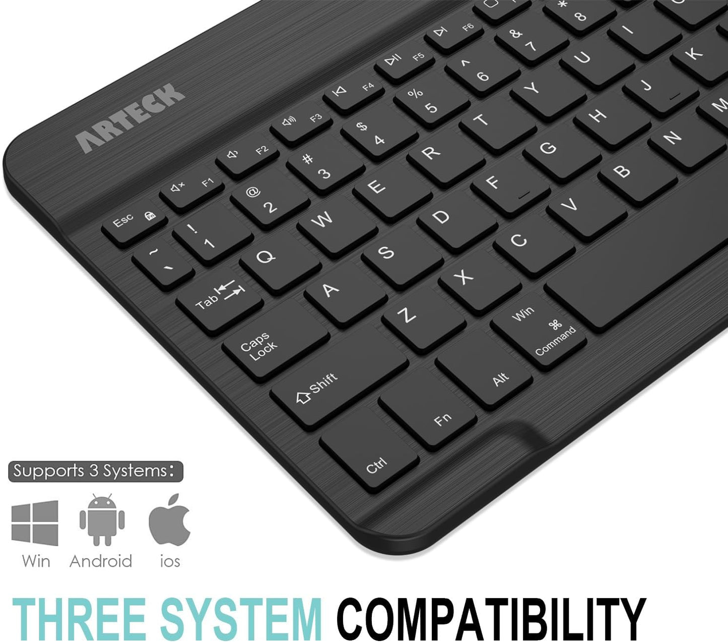 Arteck Universal Backlit 7-Colors Ultra Light Slim Portable Wireless Bluetooth 3.0 Keyboard for iOS iPad Pro, Air, Mini, Android, Windows Tablets PC Smartphone Built in Rechargeable 6-Month Battery
