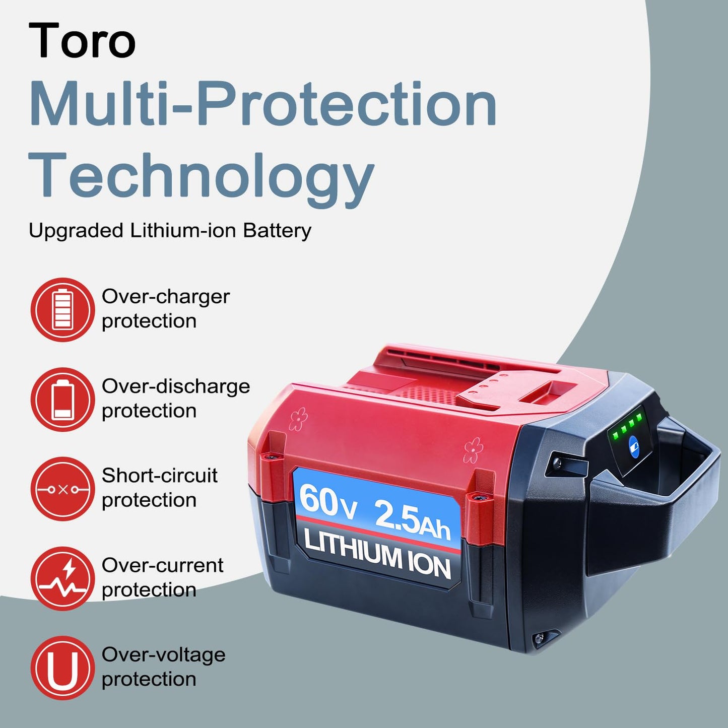 DTK Battery Replacement for Toro 60V Battery 2.5Ah 60V Battery