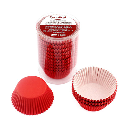 Eoonfirst Standard Size Baking Cups New Year Party Cupcake Liners 200 Pcs (Red)