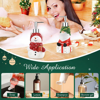 Luxspire Christmas Soap Dispenser, Resin Hand Soap Bottle and Lotion Dispenser Rustproof Refillable, Christmas Santa Decor No Leak for Kitchen Shower Bathroom Countertop, 350ml