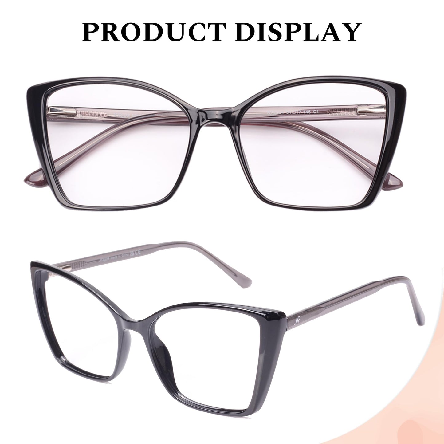 JFXQDR Women's Blue Light Blocking Glasses, Trendy Cat Eye Computer Gaming Glasses Anti Eyestrain & UV Glare RF6204 (Black Cateye Frame)