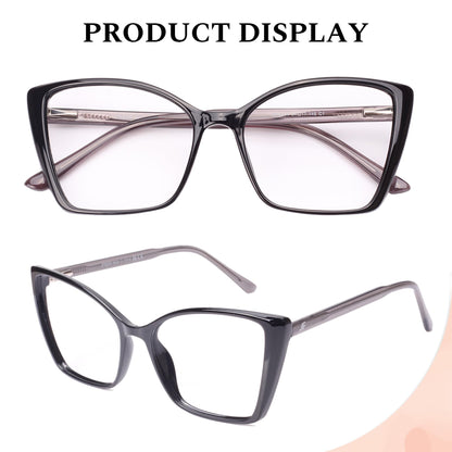 JFXQDR 2 Pack Women's Blue Light Blocking Glasses, Trendy Cat Eye Computer Gaming Glasses Anti Eyestrain & UV Glare RF6204 (Black + Coco Tortoise Cateye Frame)