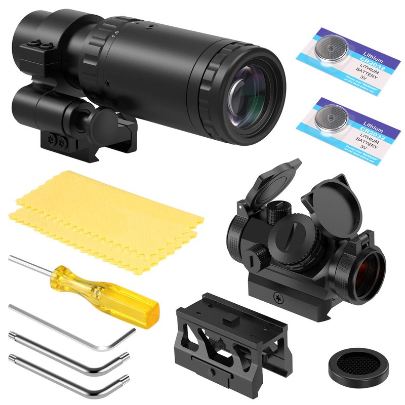 Feyachi V30 2MOA Red Dot Sight with M37 1.5X - 5X Magnifier Combo, Absolute Co-Witness