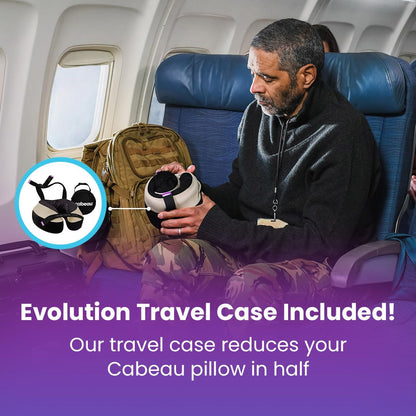 Cabeau The Neck's Evolution, TNE S3 Travel Neck Pillow Memory Foam Airplane Pillow - Neck Pillow with Attachment Straps - 360-Degree Support for Travel, Home, Office, and Gaming - (Berlin Grey)