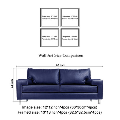 Wieco Art Architectures Modern 4 Panels Giclee Canvas Prints Europe Buildings Black and White Landscape Pictures Paintings on Canvas Wall Art Ready to Hang for Bedroom Home Office Decorations