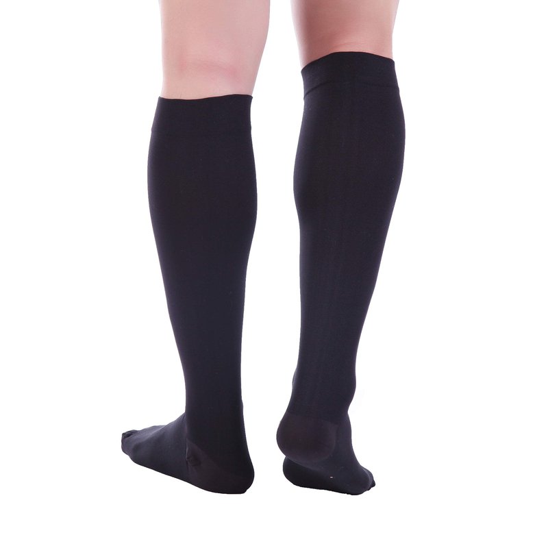 Doc Miller - Compression Socks for Women & Men - 8-15 mmHg Knee High, Medical Grade Support - Best for Sport, Travel, Nurse, Pregnancy, Circulation & Varicose Veins - 2X-Large Size, Black, 1 Pair